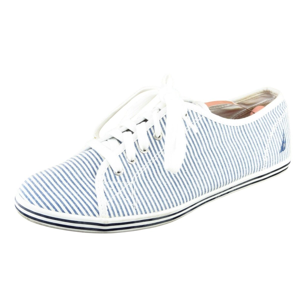 Nautica Women Fashion Sneakers Size 10 Casual‎ Blue Fabric Lace-Up Comfort